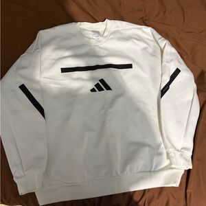 Adidas Men's White and Black Crewneck Sweater